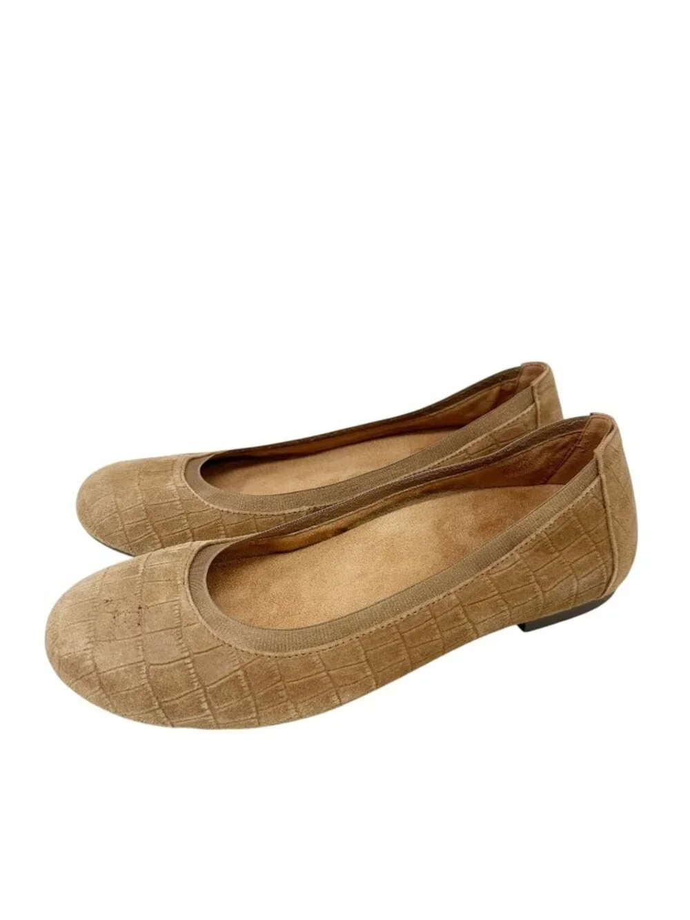 Vionic Anita Ballet Flats Taupe Croc Embossed Suede 9.5